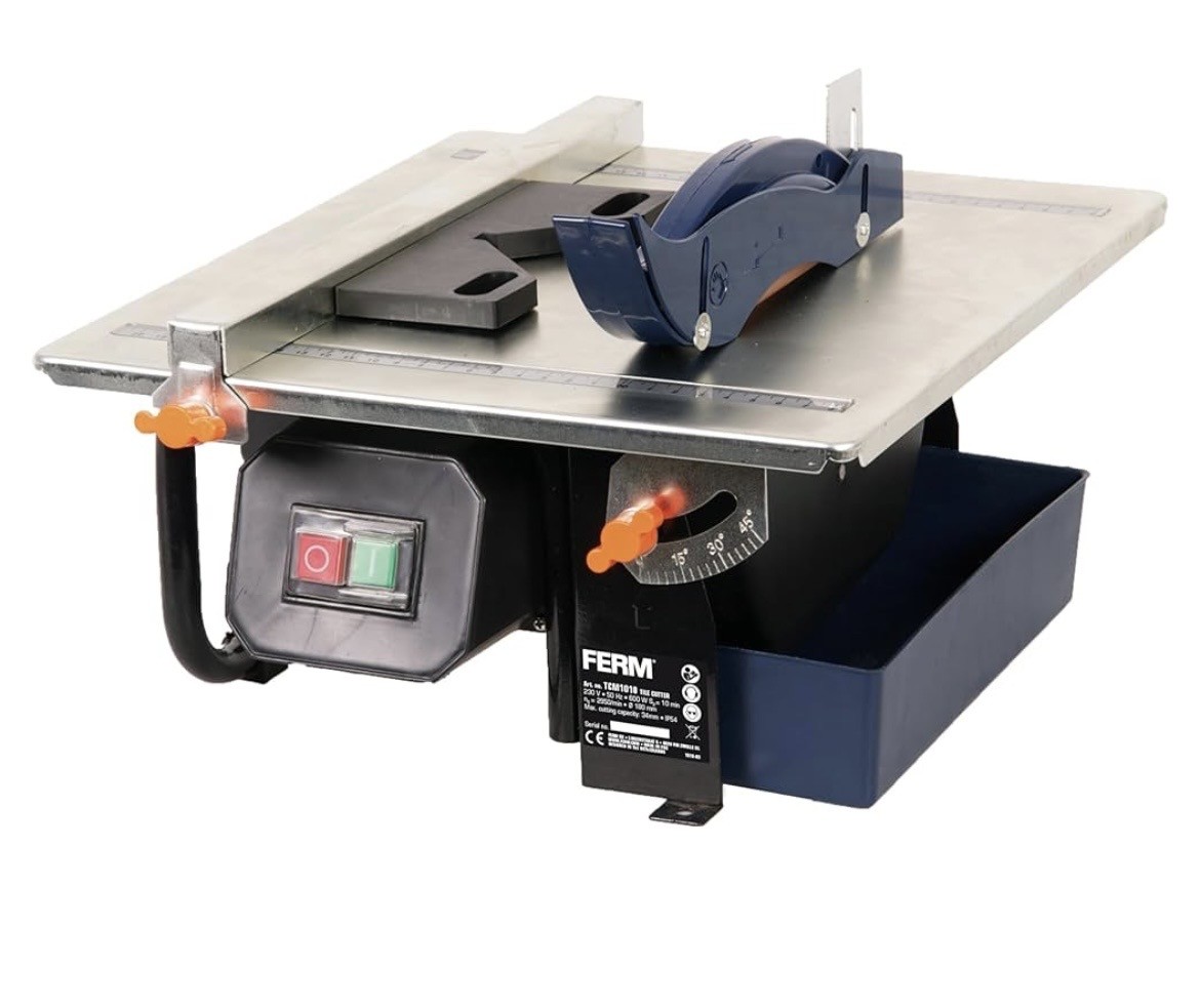 Tagliapiastrelle FERM 600 WATT 180mm – sistema di raffreddamento ad acqua – include 1 lama diamantata