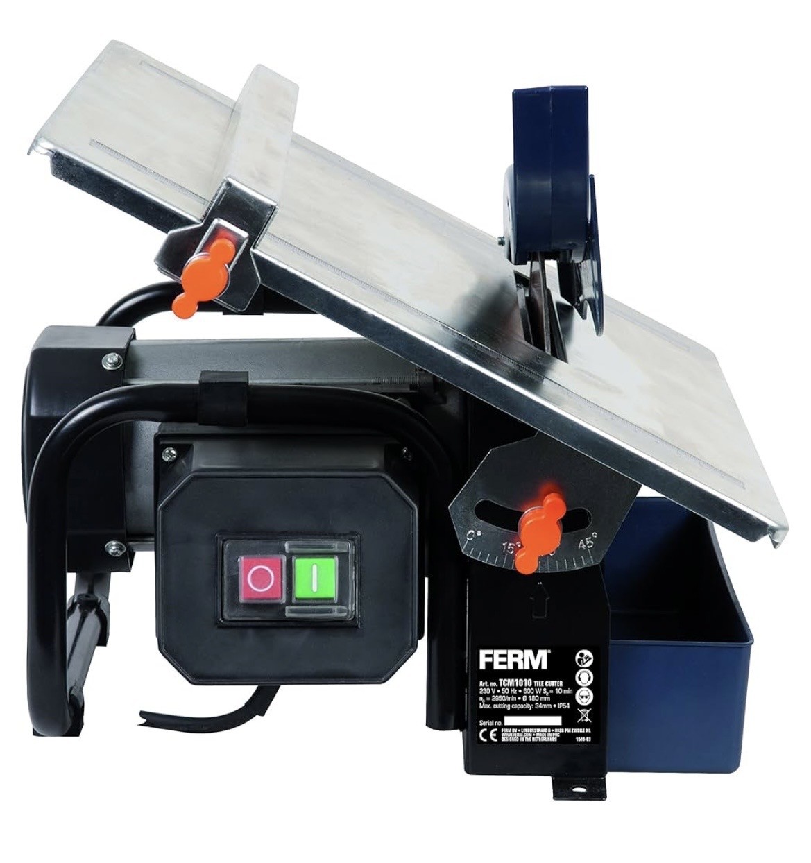 Tagliapiastrelle FERM 600 WATT 180mm – sistema di raffreddamento ad acqua – include 1 lama diamantata